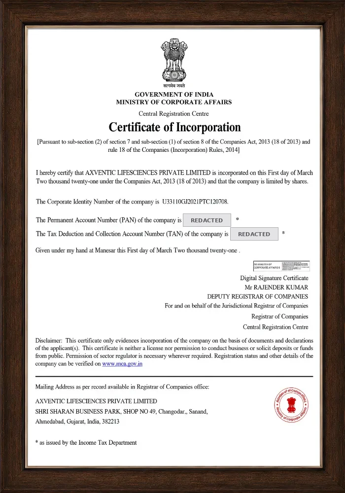 Certificate of Incorporation